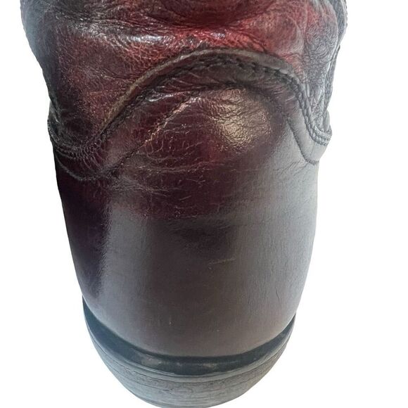 Dan Post Vintage Burgandy Maroon Leather Cowboy Boots 9.5 Western Roper - Picture 12 of 16